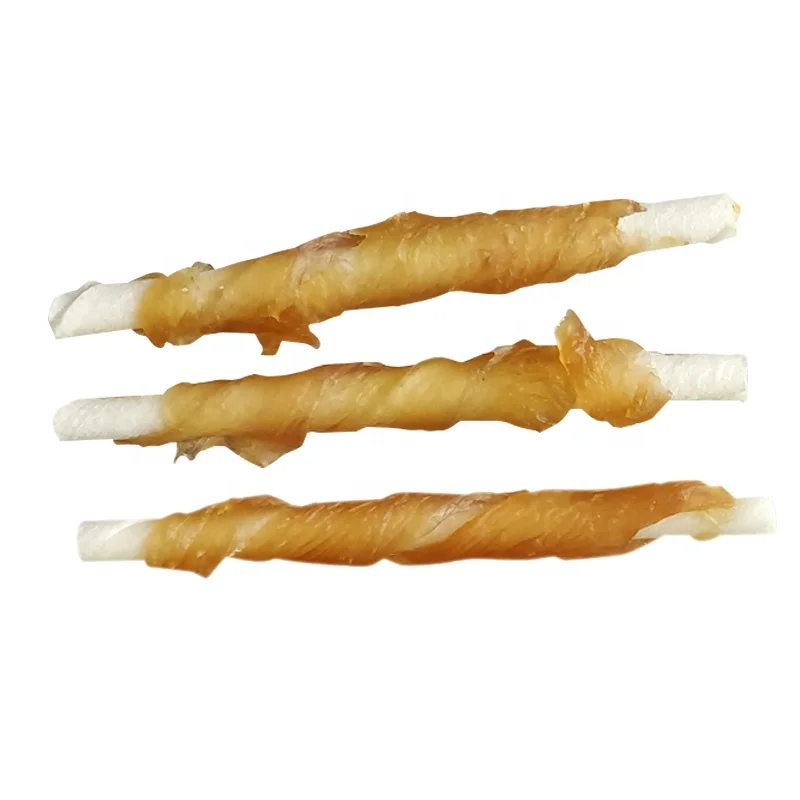 Crystal  chicken wrap rawhide twist pet treat