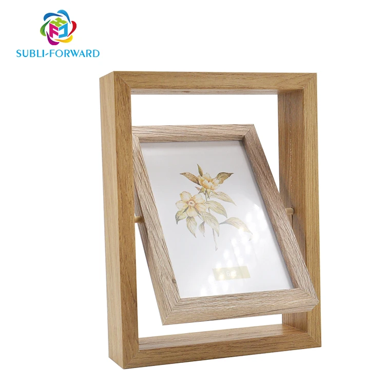 Factory Price Handmade Natural Sublimation Double Sided Wooden Picture Floating Photo Frame