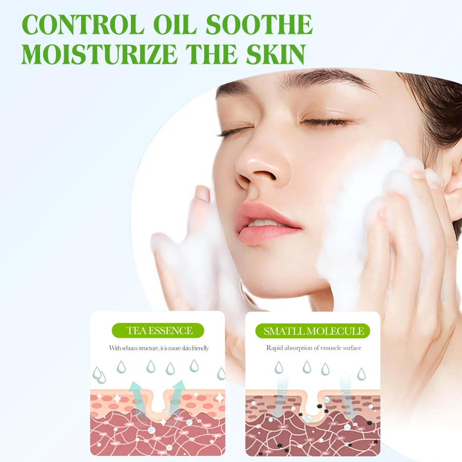 Hot Selling Dear She Natural Plant Green Tea Foam Cleanser Makeup Remover Deep Cleansing Oil-control Face Wash Moisturizing Skin