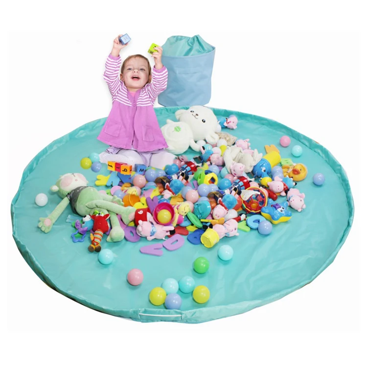 Portable container for storing kids toys picnic camping mattress children play mat and toy organizer storage bag