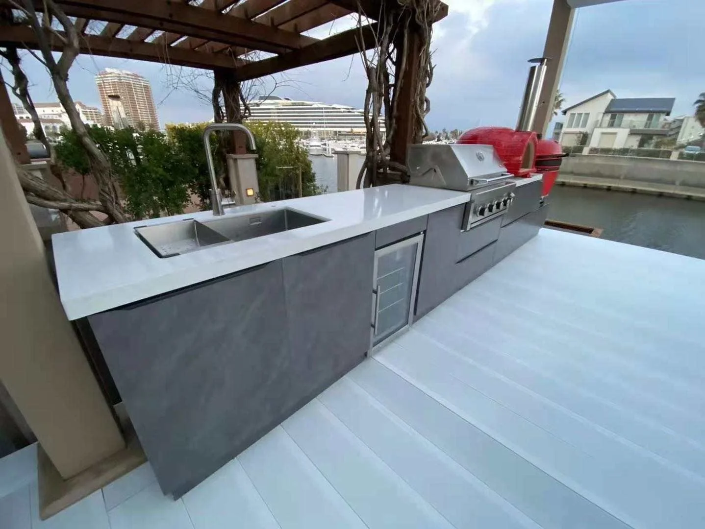 outdoor bbq furniture  green egg modular outdoor kitchen cabinet 304 316 stainless steel with pizza oven outdoor kitchen