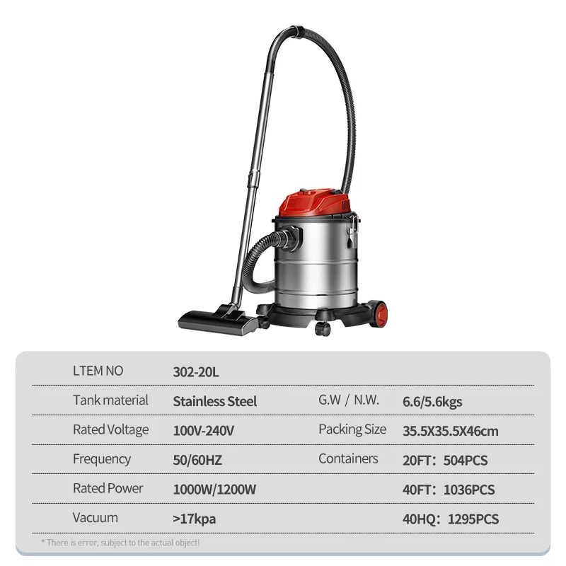 Top Sales Dry Wet Vacuum Cleaner Stainless Steel Pet Grooming Vacuum Cleaner 20L Road Vacuum Cleaner Trade