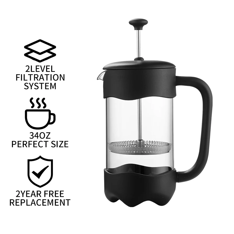 LFGB Certificate Top Sale Fashionable New PP Plastic Borosilicate Glass CuStom Coffee French Press
