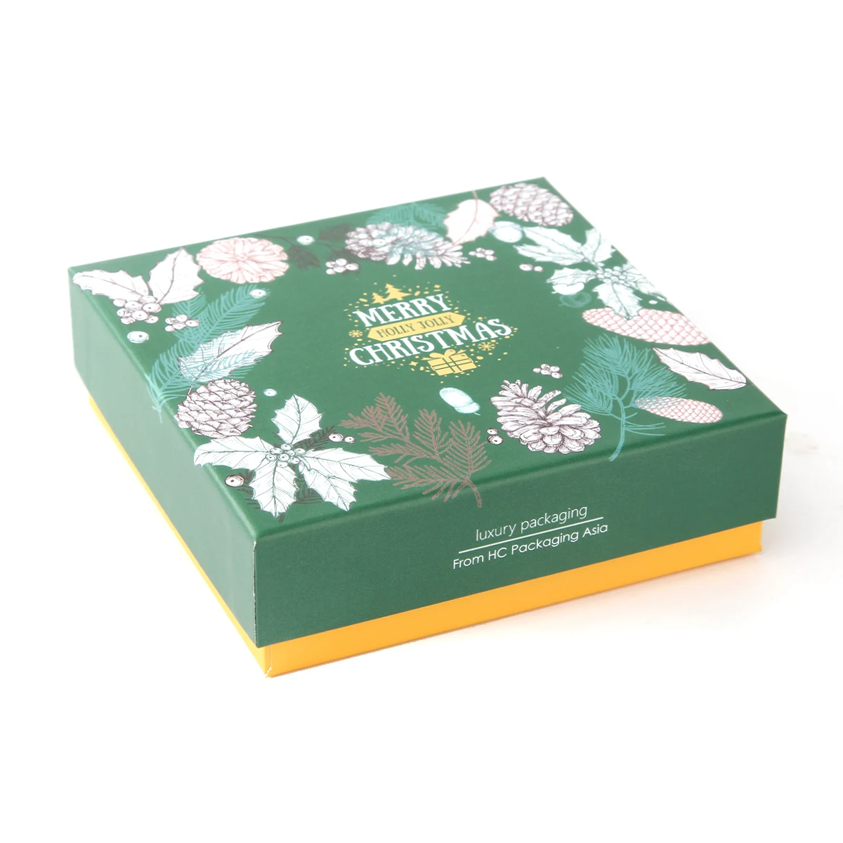 Customized Chocolate Donuts Cookie rectangle green food gift boxes for Gold paper lined packaging