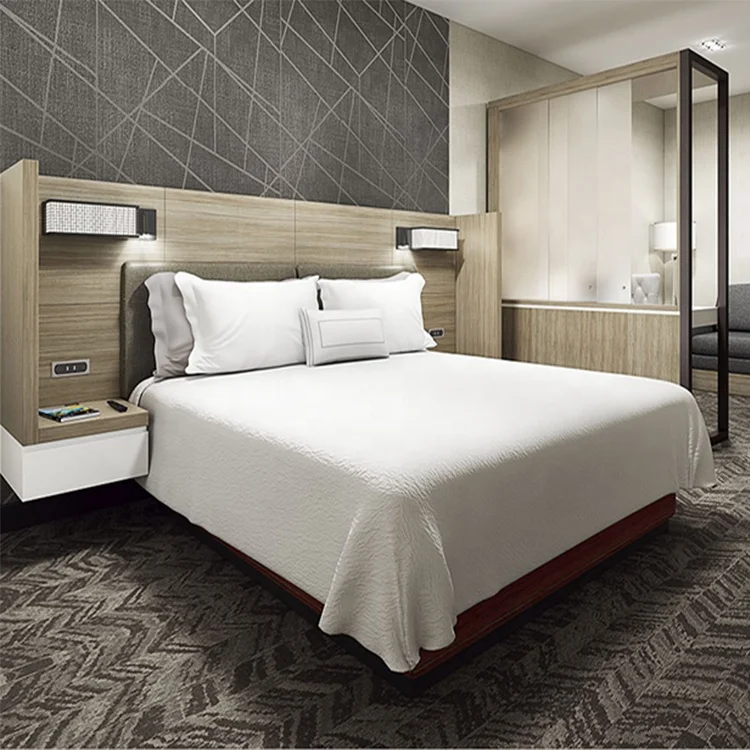 3 4 5 Star Modern Luxury Design Marriott Hotel Bed Room Furniture Bedroom Set Melamine Hotel Bedroom Furniture