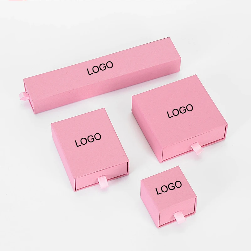 Custom Logo Printed Jewel Packs White Jewelery Pull Put Display Box Jewelry Gift Boxes