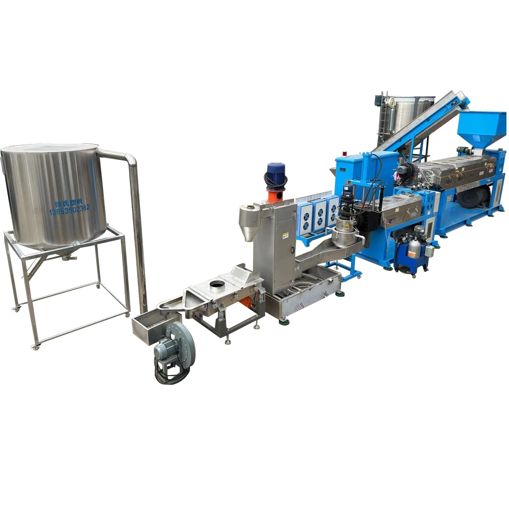 Water Ring Cutting  double stage plastic pp pe film agglomerator squeezer pelletizing granulation machine