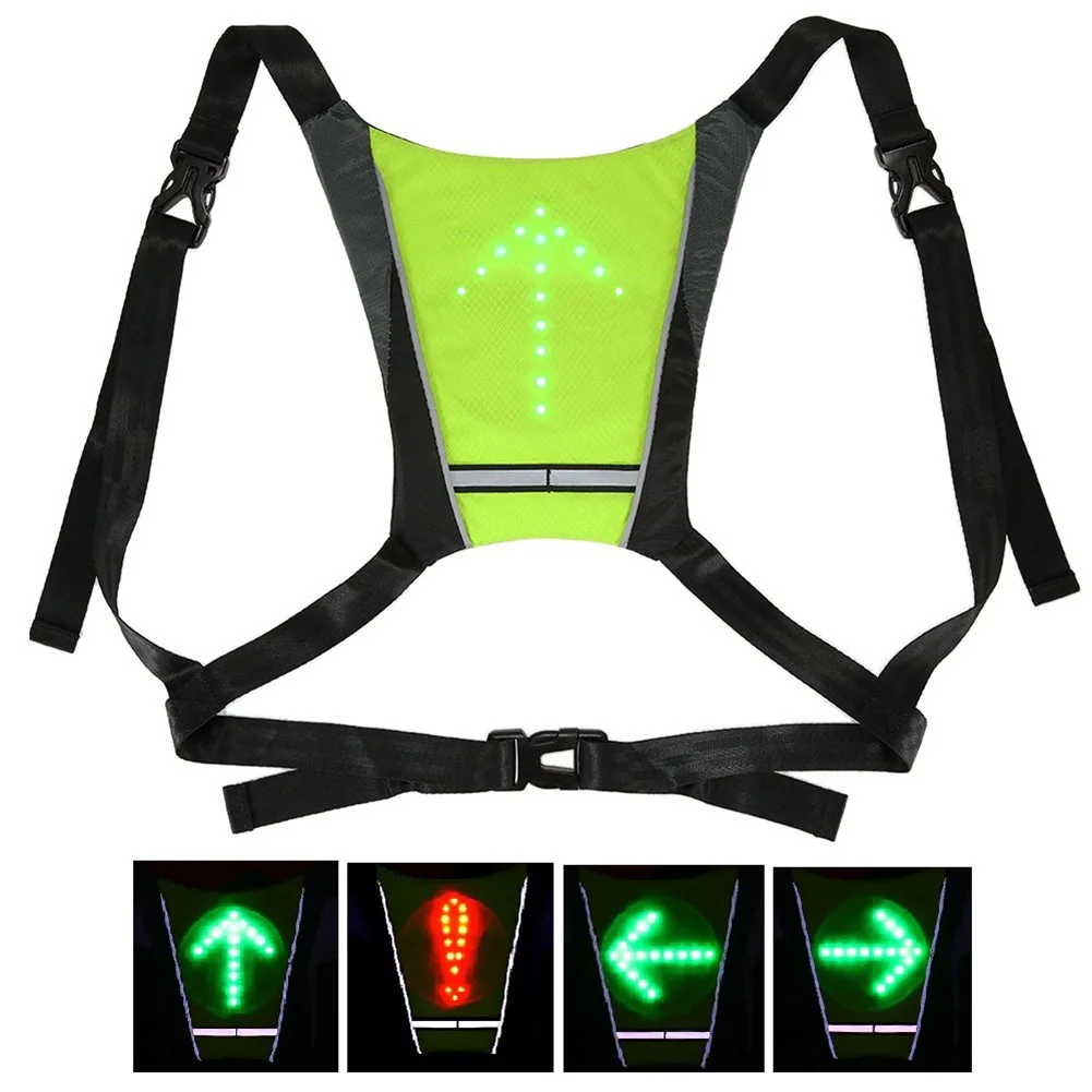 Bike Vest Turn Signal Led Light Pack Guiding Light Reflective Luminous Safety Warning Direction Backpack with Remote Controller
