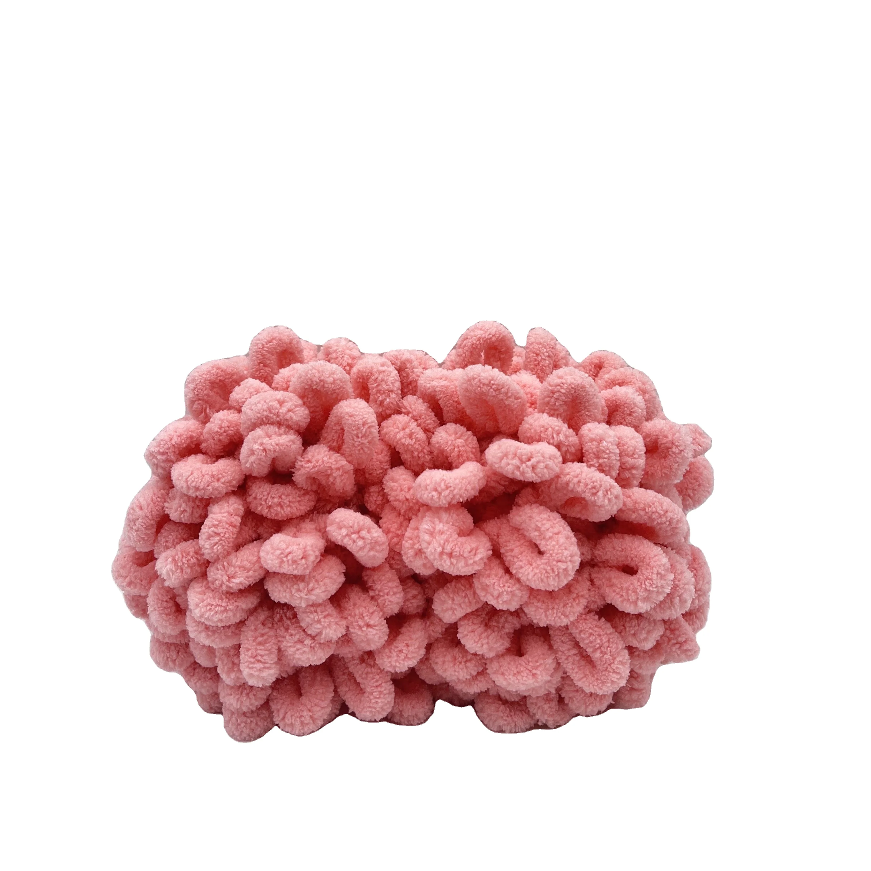 Super Chunky Soft Fluffy Knitted Blanket Yarn 100% Polyester Finger Loop Fuzzy Braided Rope Puffy Thread