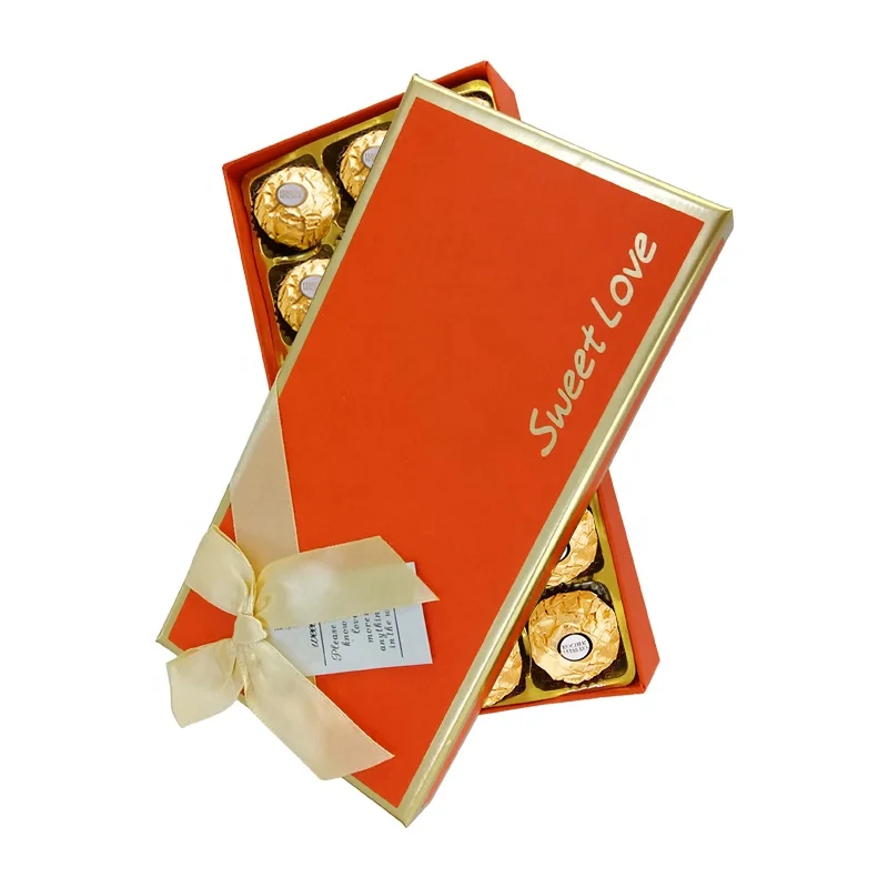 Wholesale Christmas Valentine Day Gift Chocolate Candy Red Paper Box Set with Bag Bonbon Candy Packaging Box with Dividers Bow