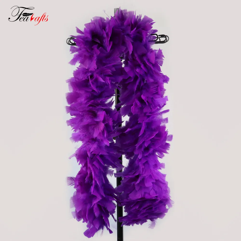 200g Dyed Turkey Feather Boas Colorful Purple Feathers Marabou Ruff Fluffy Turkey Plumes Boas For Carnival Crafts Costumes