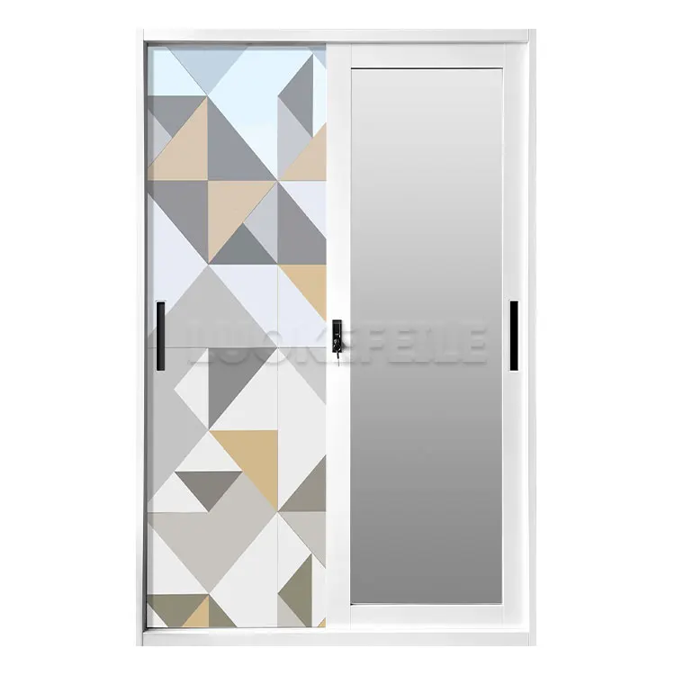 kids simple doors iron printed furniture mirror modern lightweight steel cabinet designs closet clothes bedroom metal wardrobe