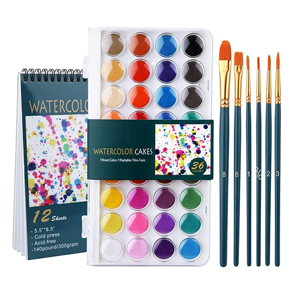 Арт-поставщик 36 цветов кисть для рисования акварелью набор с водой цветная бумага