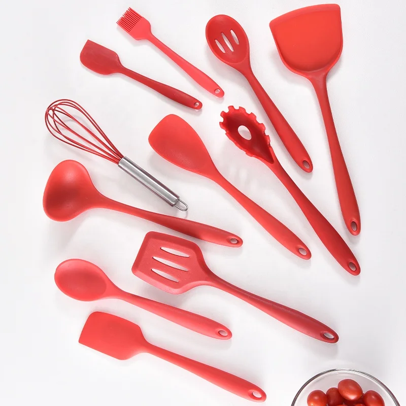 Best Selling High End Food Grade 11PCS Plastic Silicone Kitchen Utensils Sets Cooking Gadgets For Nonstick Cookware