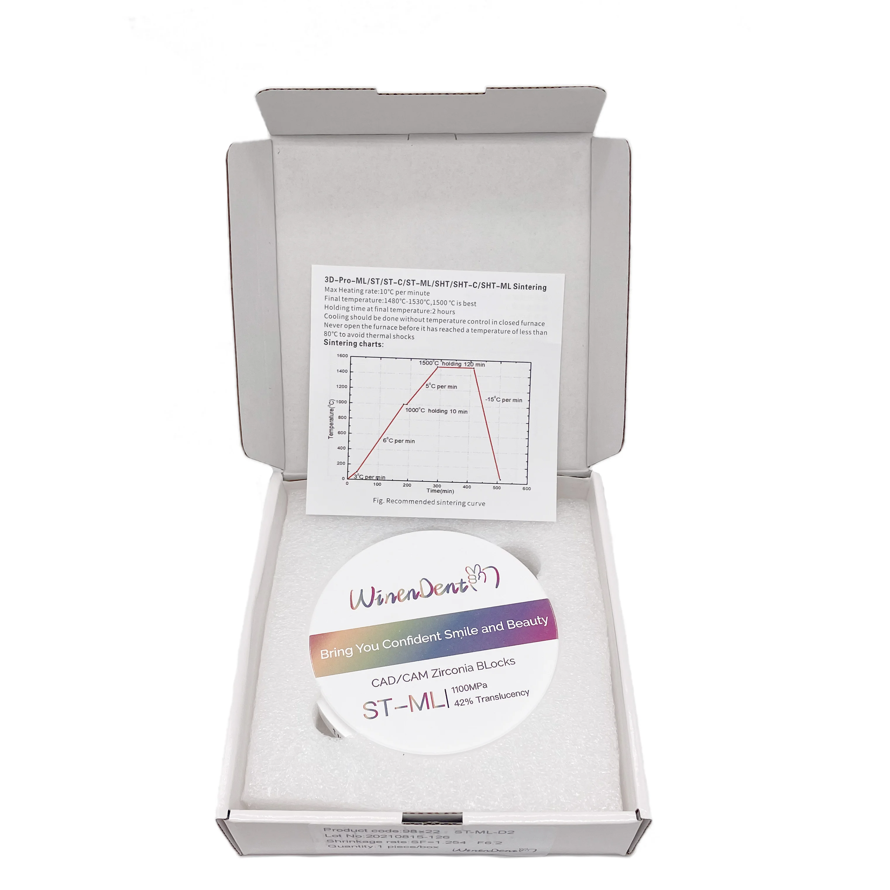 zirconia 98mm 12mm zirconium oxide ceramic blank ST-ML CAD/CAM Technology zirconia block