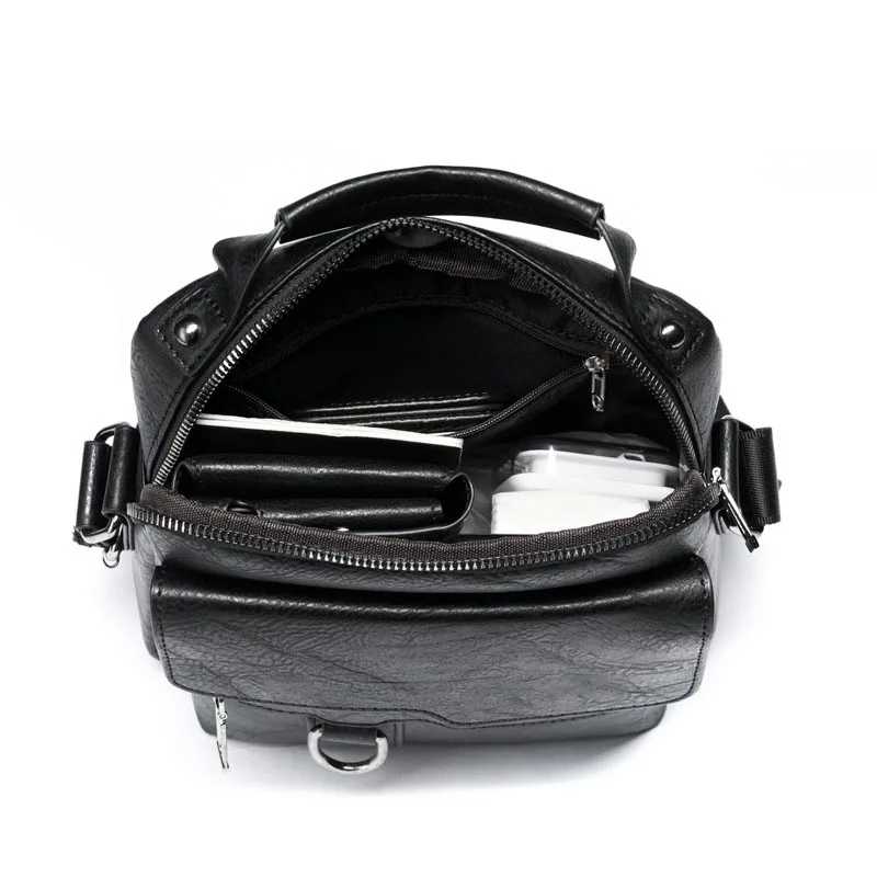Vintage PU Leather Shoulder Bag Adjustable Crossbody Bag With Zipper Closure Travel Passport Wallet Bag for Men Handbag
