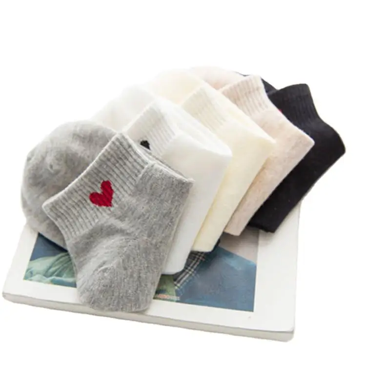 Women ankle socks anti-slip colorful red  heart invisible socks girl summer  socks  wholesale factory