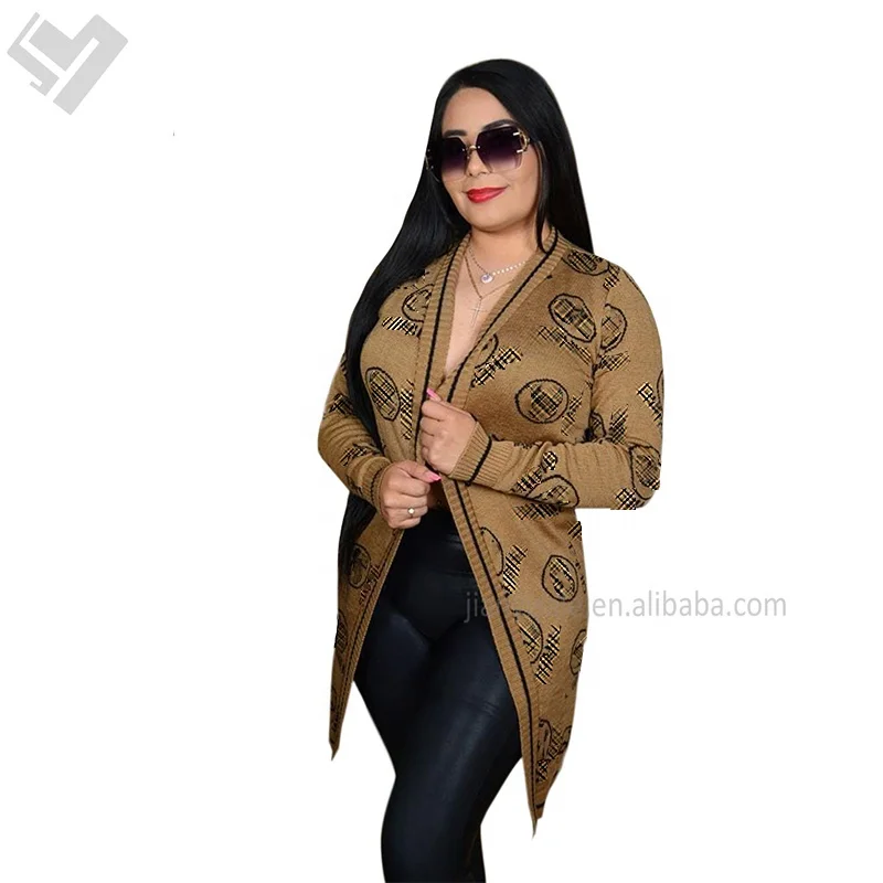 2024 Fall Winter Designer Women Luxury Clothes Famous Brand Long Sleeve Knitting Cardigan Ladies Thick Sweater Long Coats