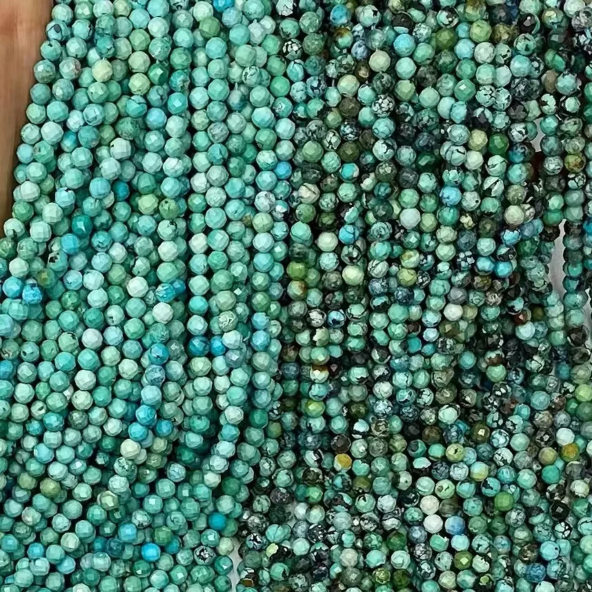 Factory wholesale natural angled circular cut surface turquoise engraved surface scattered beads DIY jewelry accessories
