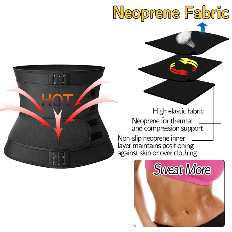 
New Adjustable Hooks Women Fat Tummy Control Shaper Workout Fat Burning Compression Belt Latex Waist Trainer 