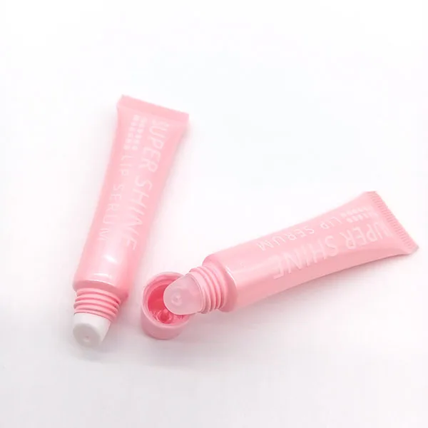 Оптовая цена на заказ Пустые розовые печатные логотипы сжимают уникальный блеск для губ Губная помада упаковка пластиковые косметические мягкие трубки