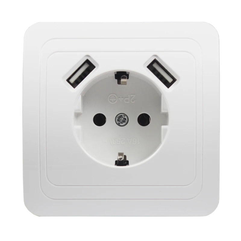 New USB Wall Socket Murale Steckdose for Phone Charge Double USB Port 5V 2A Usb TDM EKF IEK Universal B001