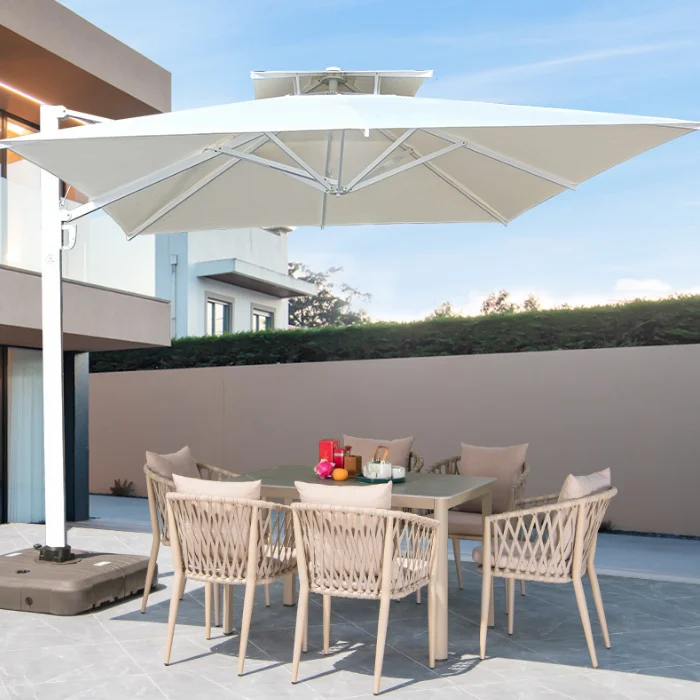 ZUOAN hydraulic garden umbrella luxury beach sunshade canopy patio umbrella with light 3x4