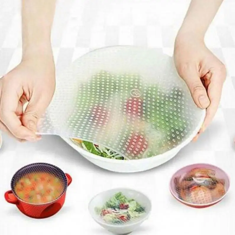 Silicone Food Wraps Reusable Keeping Food Fresh  Wrap Bowl Pot Seal Vacuum Cover Stretch Lid Kitchen Accessories