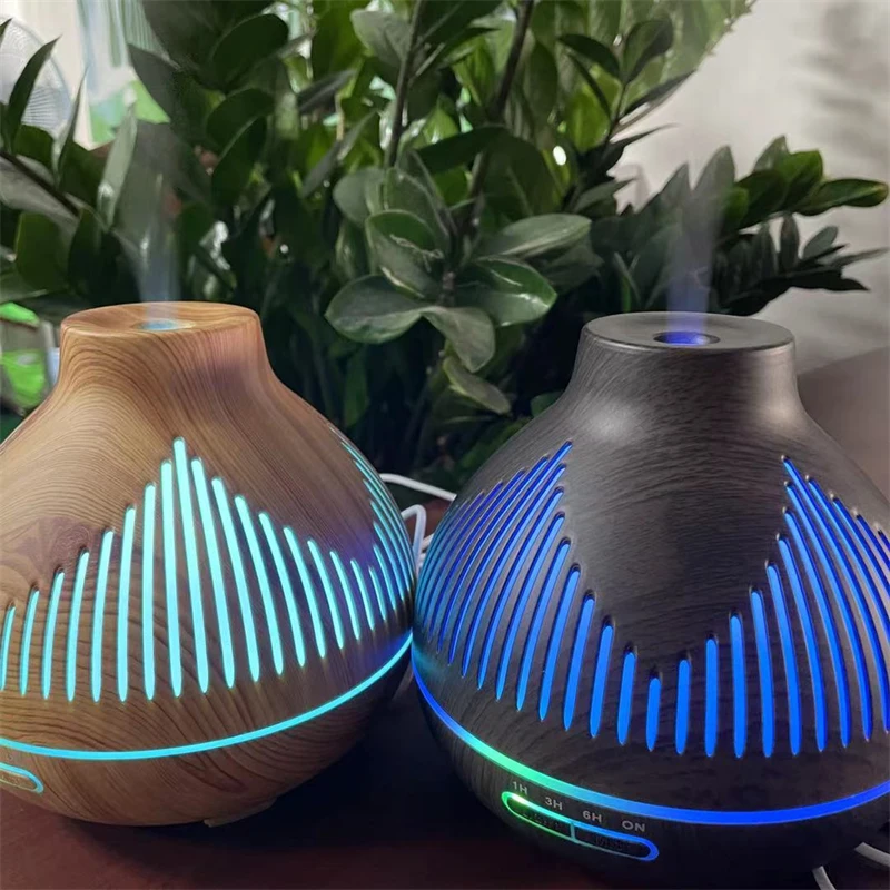 2022 Hot Sale  Portable  Air Humidifier oil Diffuser With 7 Led Color water warm mini mist  humidifiers wood diffuser