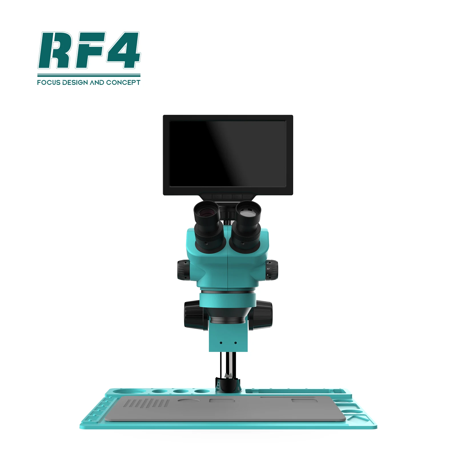 RF4 7-50X optical trinocular stereo microscope with camera monitor 10-INCH big base RF7050TVD2-YS010W