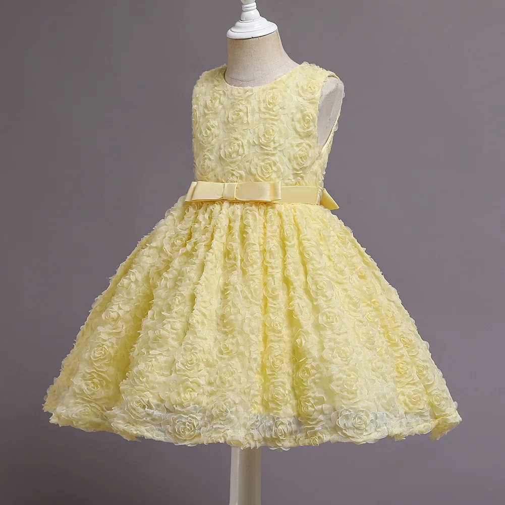 Western Rose Pattern Design Princess Girls Tutu Dress Pure Cotton Kids Night Dress Lovely Baby Party Dress for 2 Years Old