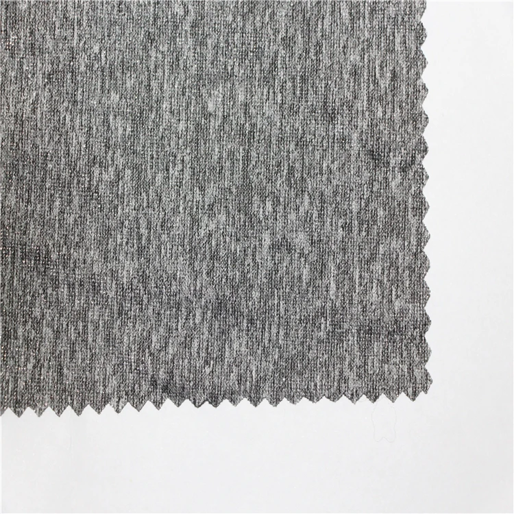 Lightweight Stretch 47% Nylon 33% Poly 12%Metallic 8% Elastane Jersey knitted Fabric For Sportswear