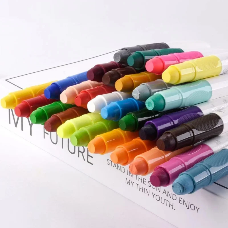 12-Color Oil Painting Crayon Set Spin Flash Stick with Silky Smooth and Washable Graffiti for Artistic Expression