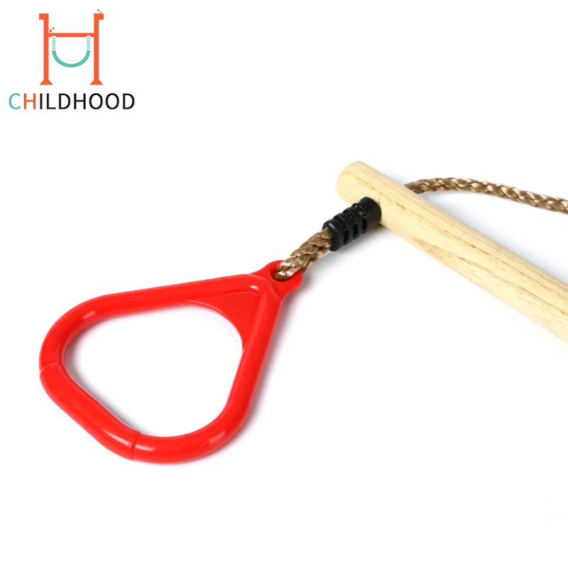 Safety Outdoor Children Trapeze Swing Bar Wooden Ring Swing