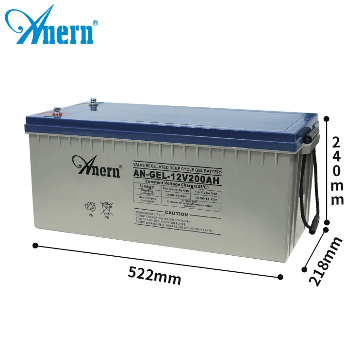 Anern 200ah 12V high voltage solar battery for solar panel
