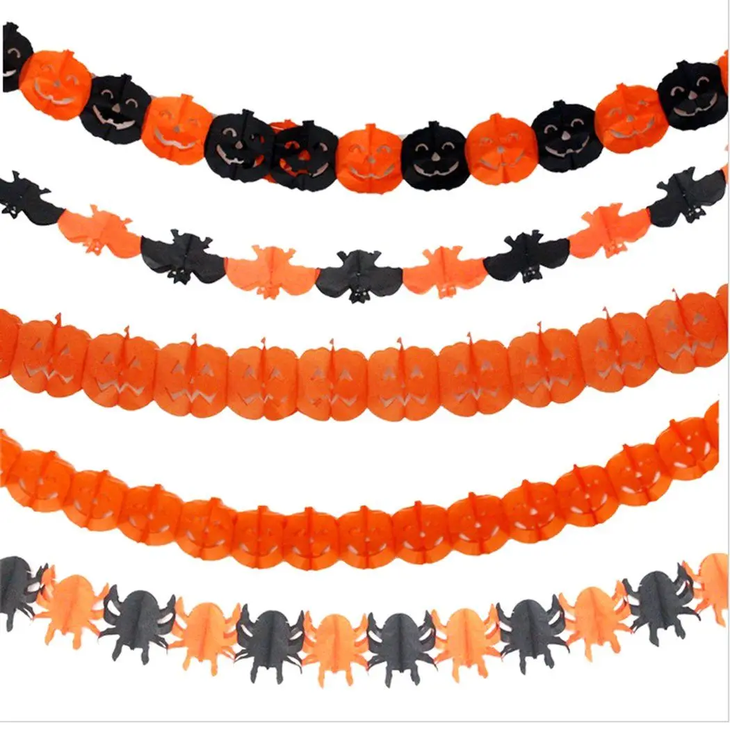 Pumpkin Bat Spider Halloween Paper Hanging String Tissue Paper Garland
