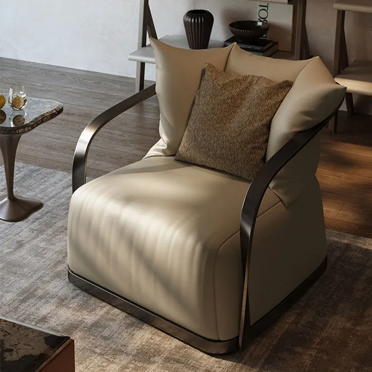 Light Luxury Single Sofa Chairs Walnut Solid Wood Leg Sofa Living Room Nordic Single Lounge Chair For Sale