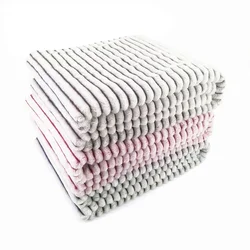 drop needle warming plush Super soft Striped blanket back side printing