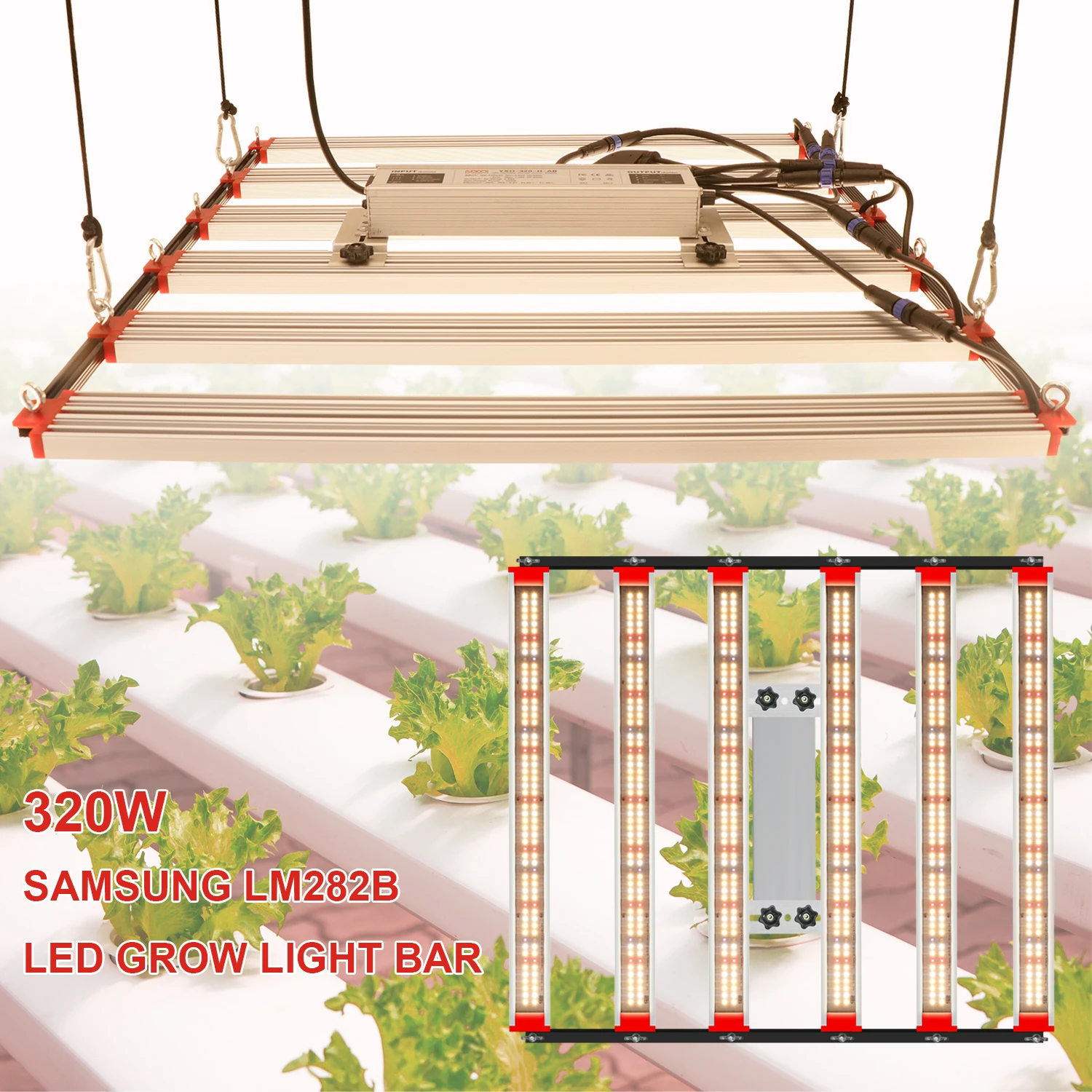Vertical Greenhouse hydroponic Led Grow Light Bar Sam-sung LM282B 320w LED Grow Lights for Outdoor Indoor Plants