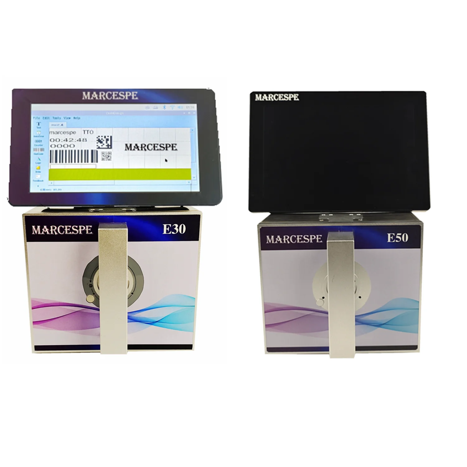 Marcespe  TTO E30  airless tto printer Thermal Transfer Overprinter  send alarm  when any mistake  with 10 inch screen tto