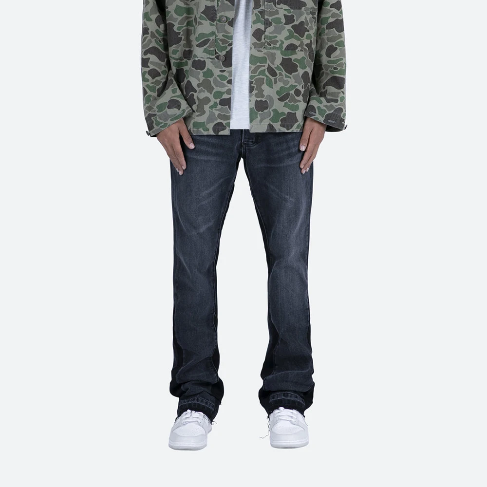 classic business casual denim pants wholesale custom logo flare jeans men stretch Straight leg Jeans