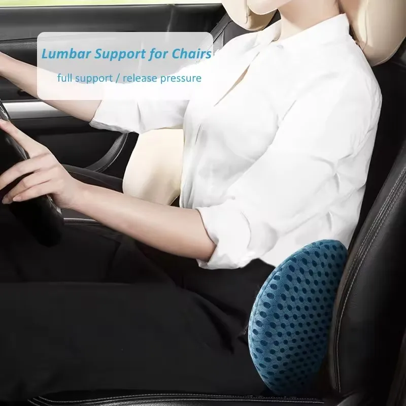 High Quality Lumbar Support Pillow for Office Chair and Car Seat Memory Foam Lower Back Pillow Cushion for Low Back Pain Relief