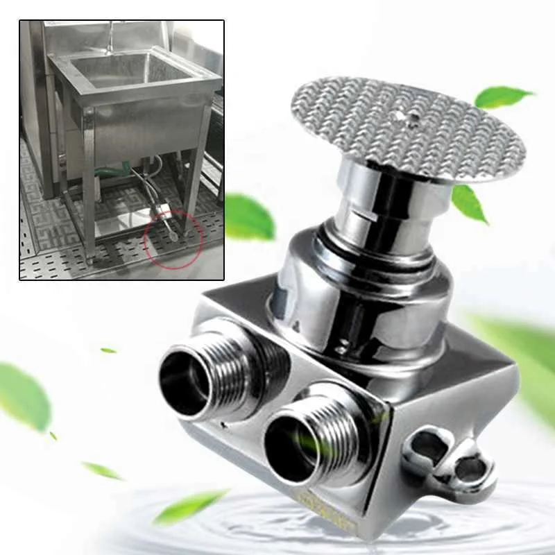 Copper Floor Foot Pedal Control Switch Tap Valve Faucet Used In Office Buildings