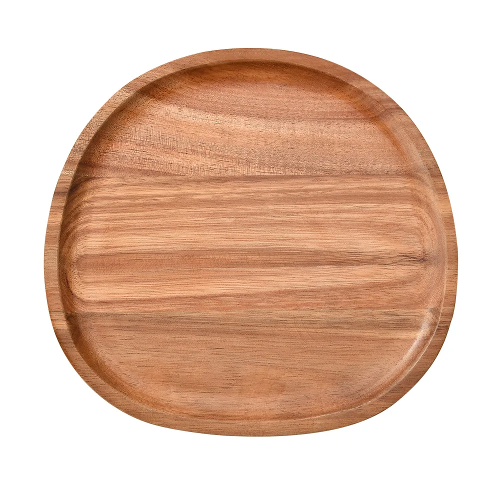 Besafe Irregular Oval Wooden Acacia Wood Serving platters tray Decorating Plates for Snacks Breads Desserts Cheese Fruit