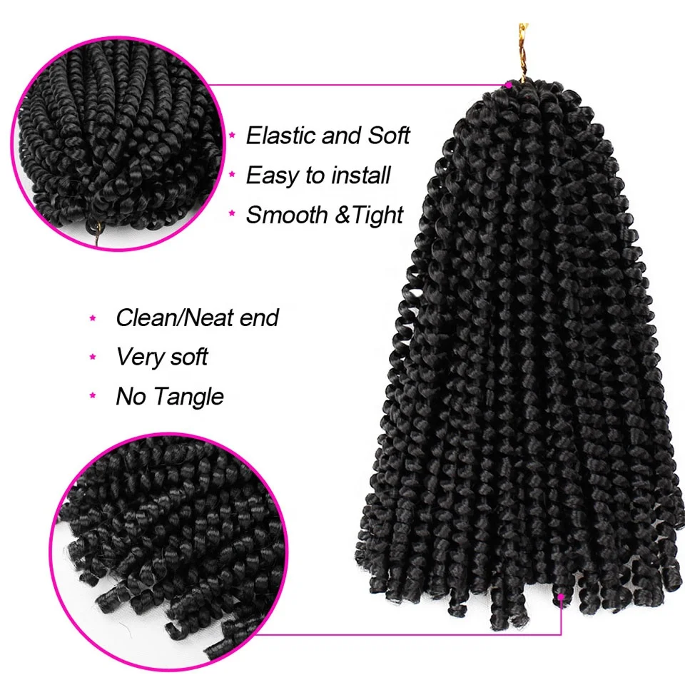 Wholesale Price Synthetic Braiding Hair Ombre  Color Women Spring Twist Crochet Braid Hair Extension 8 inch Spring Twist Hair