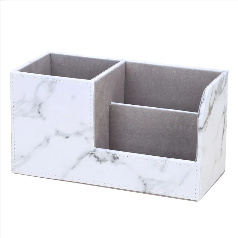 
New White Marble Texture Leatherette Pen Holder For Office Storage 