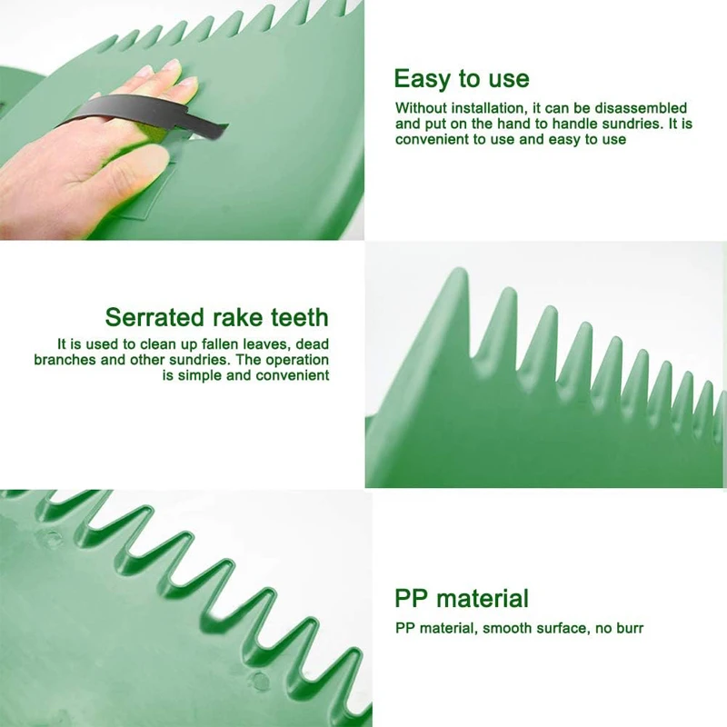 Grass Leaves Rubbish Collector --Easy and Durable Plastic Garden Hand Leaf Rake with Grabber Rake For Yard Leaf Scoop Set Of 2