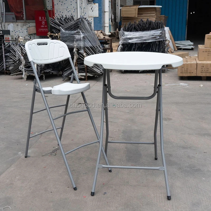 Outdoor Portable Dia 60cm White Round Bar Height Folding Tables Cocktail Fold Table Plastic for Bar