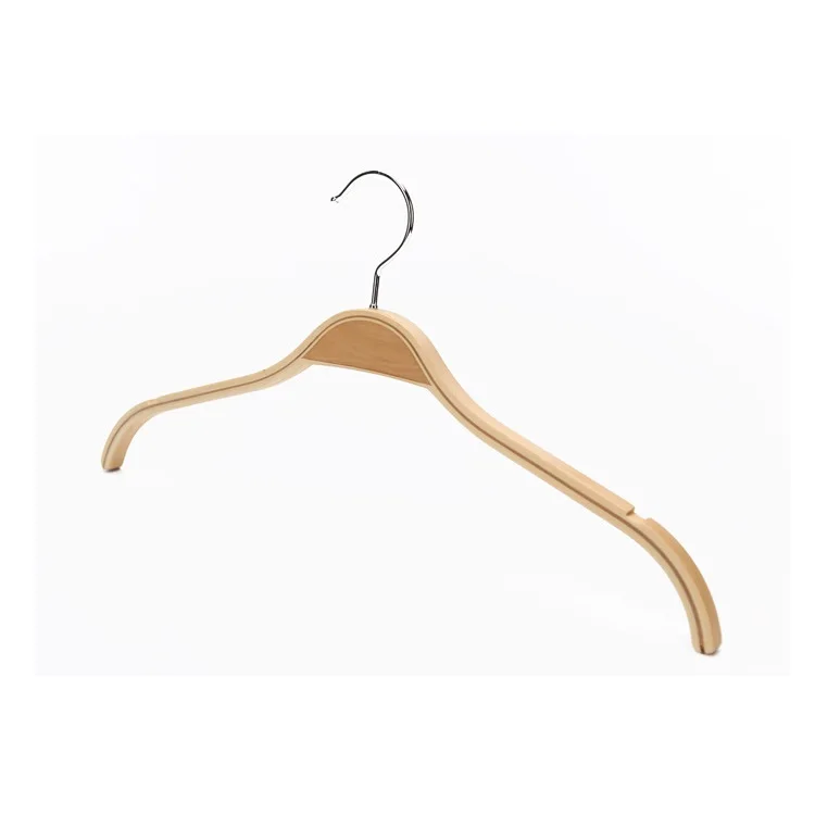 Plywood  non-slip strip  round hook laminated light board hanger wooden clothing store solid wood clothes hanger
