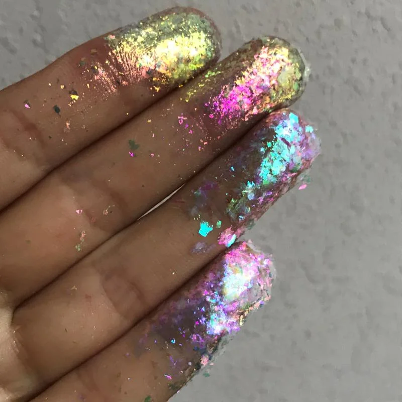 New arrival Cosmetic Cover Pink Acrylic Glitter Flake Chameleon Pigment Holographic Powder For Nails